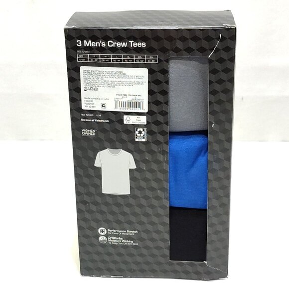 Athletic Works Ultra Lite Mesh Crew Tee 3-Pack Moisture Wicking Men's S (34-36) - Picture 2 of 6